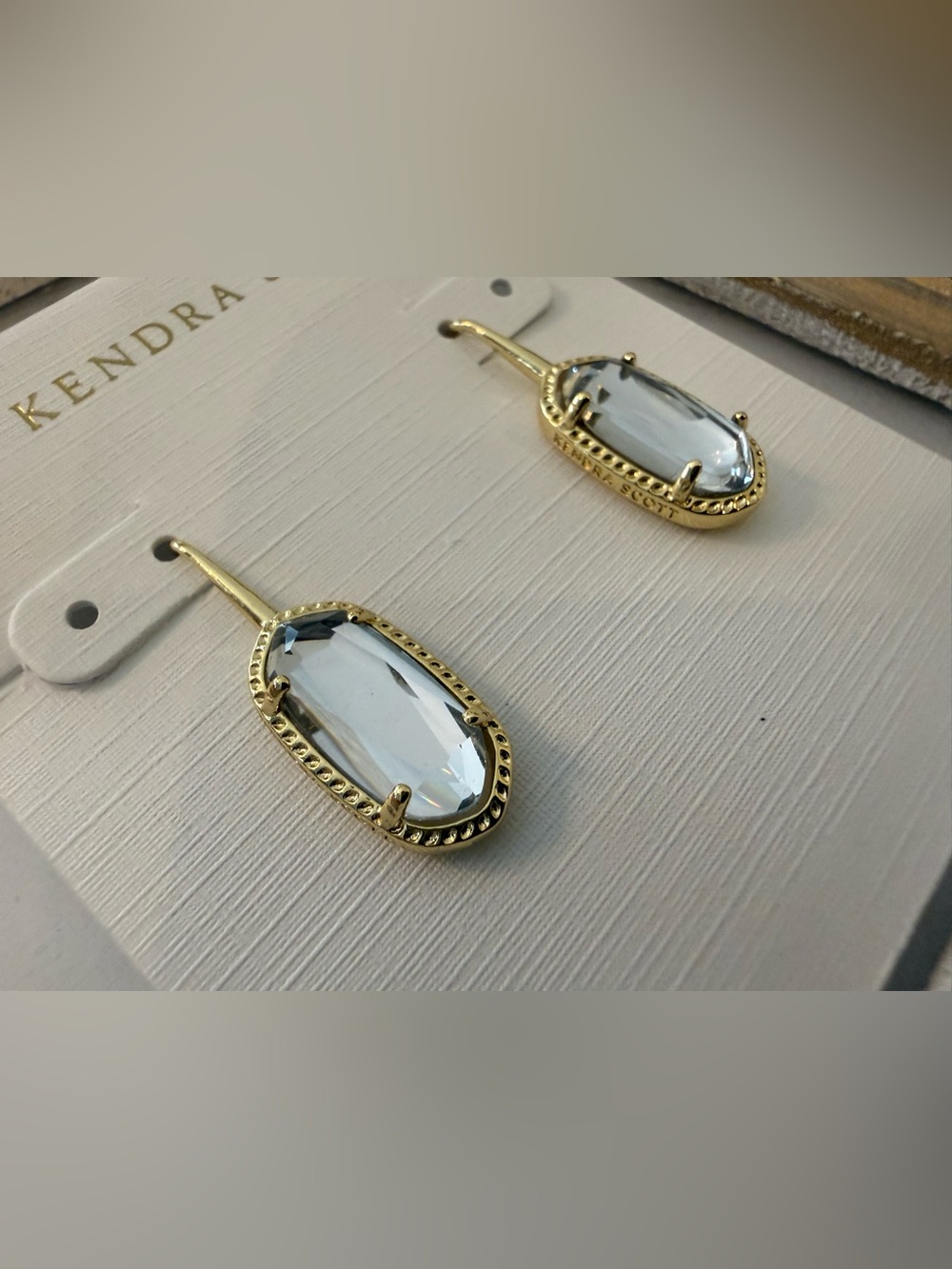 Kendra Scott Lee Luxe Gold White Crystal Drop Earrings